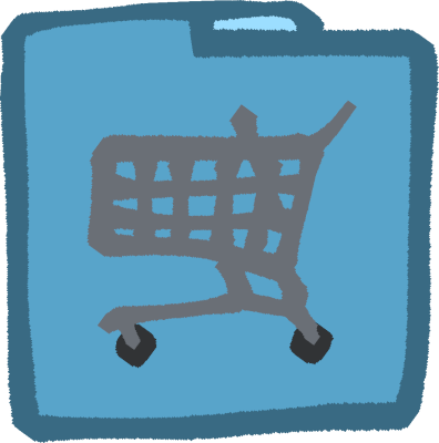 A light blue folder with a shopping trolley on it.
